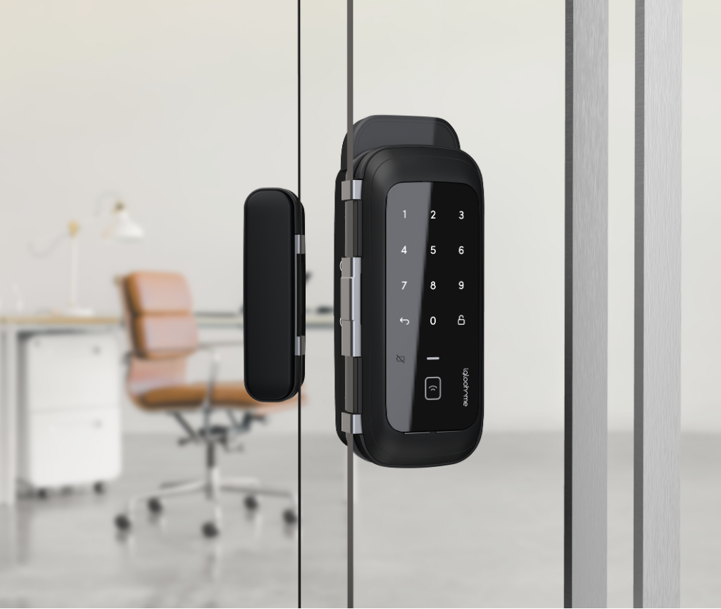 serrures connectées igloohome à codes code pin empreinte digitale sécurisé porte mortise porte verre glass door