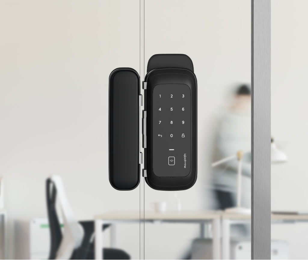serrures connectées igloohome à codes code pin empreinte digitale sécurisé porte mortise glass door